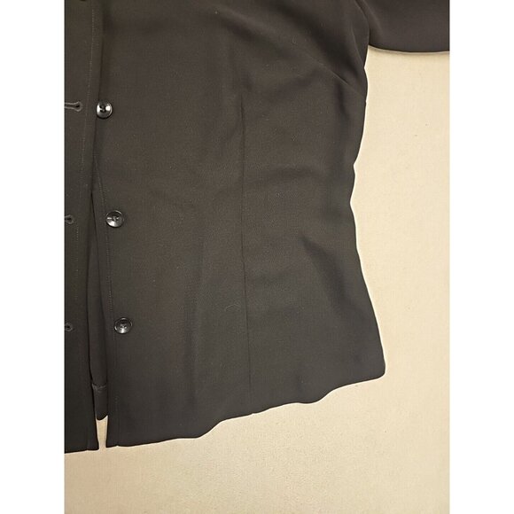 Liz Claiborne Sheer V-Neck Black Button Up Blouse Shacket Size L - Picture 5 of 7